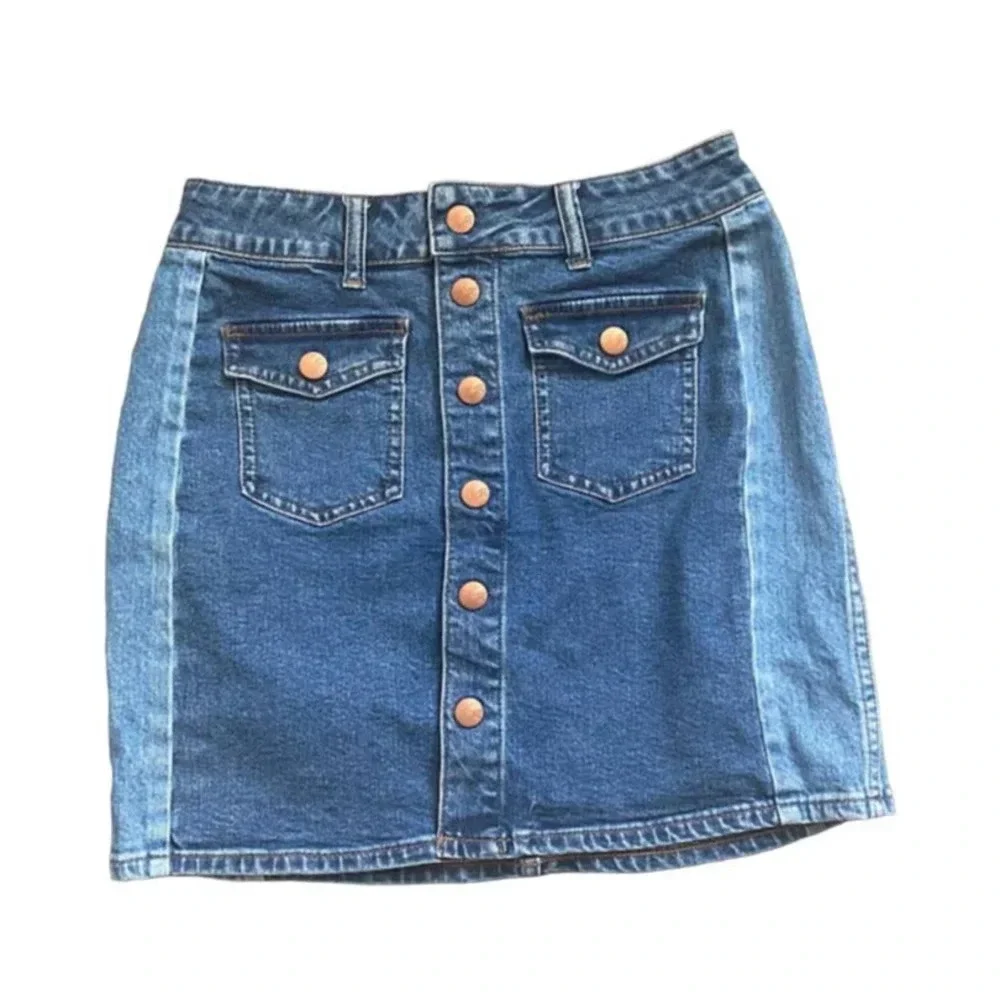 Madewell Size 25 Denim Button-up Jean Skirt Mini Casual Pockets Summer Ready
